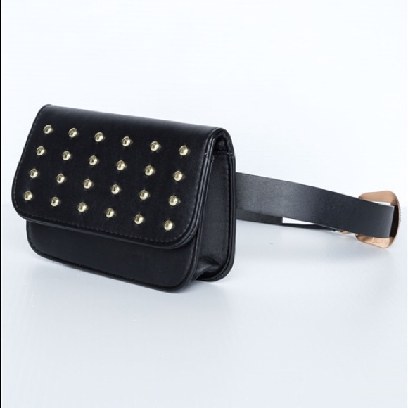 3 FOR $25 Black Faux Leather Studded Belt Purse - Picture 2 of 8